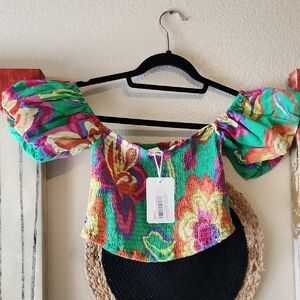 Gianni Bini Vibrant Floral Crop Top